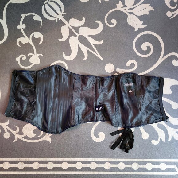 Rare Lip Service Blacklist Dark Blue And Black Accented Button Victorian Corset - Picture 7 of 8